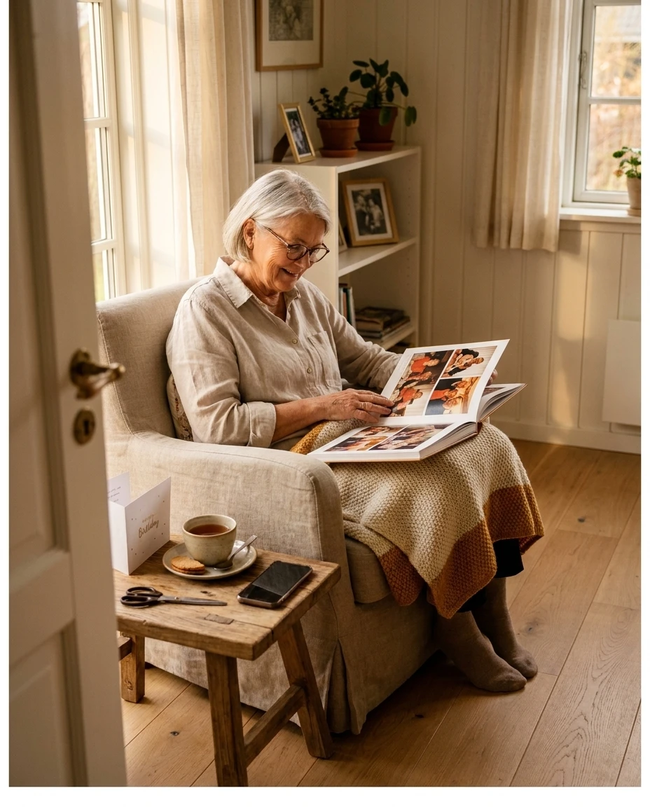 Bedstemor ser paa billeder